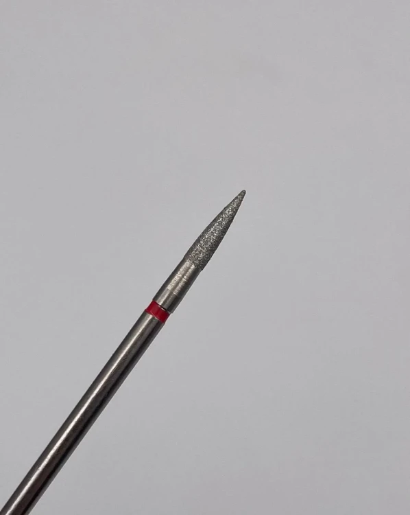 Фреза алмазная, красная, "Конус", острый, 2,1мм