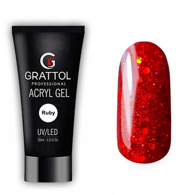 Grattol Acryl Gel 13 Ruby (Glitter)