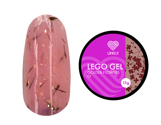 Lovely Гель для наращивания и укрепления, Lego Gel Goldeb Flowers 01, 15 ml	(M)