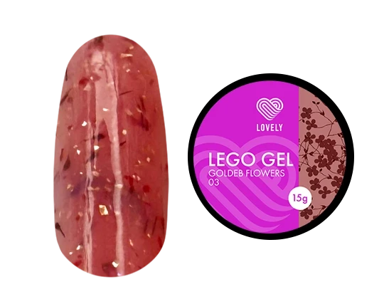 Lovely Гель для наращивания и укрепления, Lego Gel Goldeb Flowers 03, 15 ml (M)