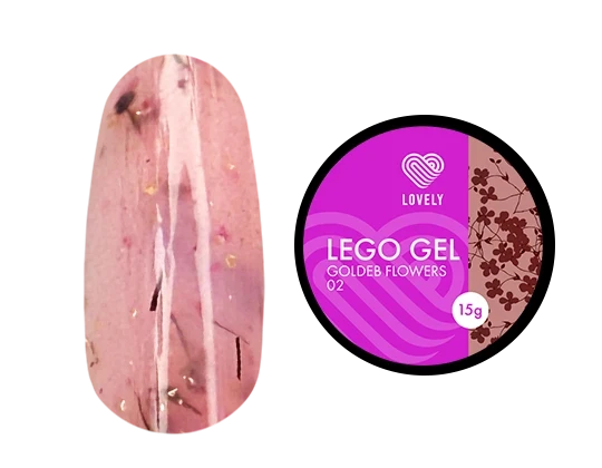 Lovely Гель для наращивания и укрепления, Lego Gel Goldeb Flowers 02, 15 ml	(M)