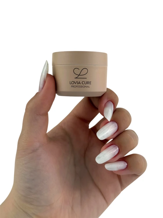 LOVIA CURE Гель моделирующий молочный с серебряной фольгой Builder Gel Milky Silver 15 мл